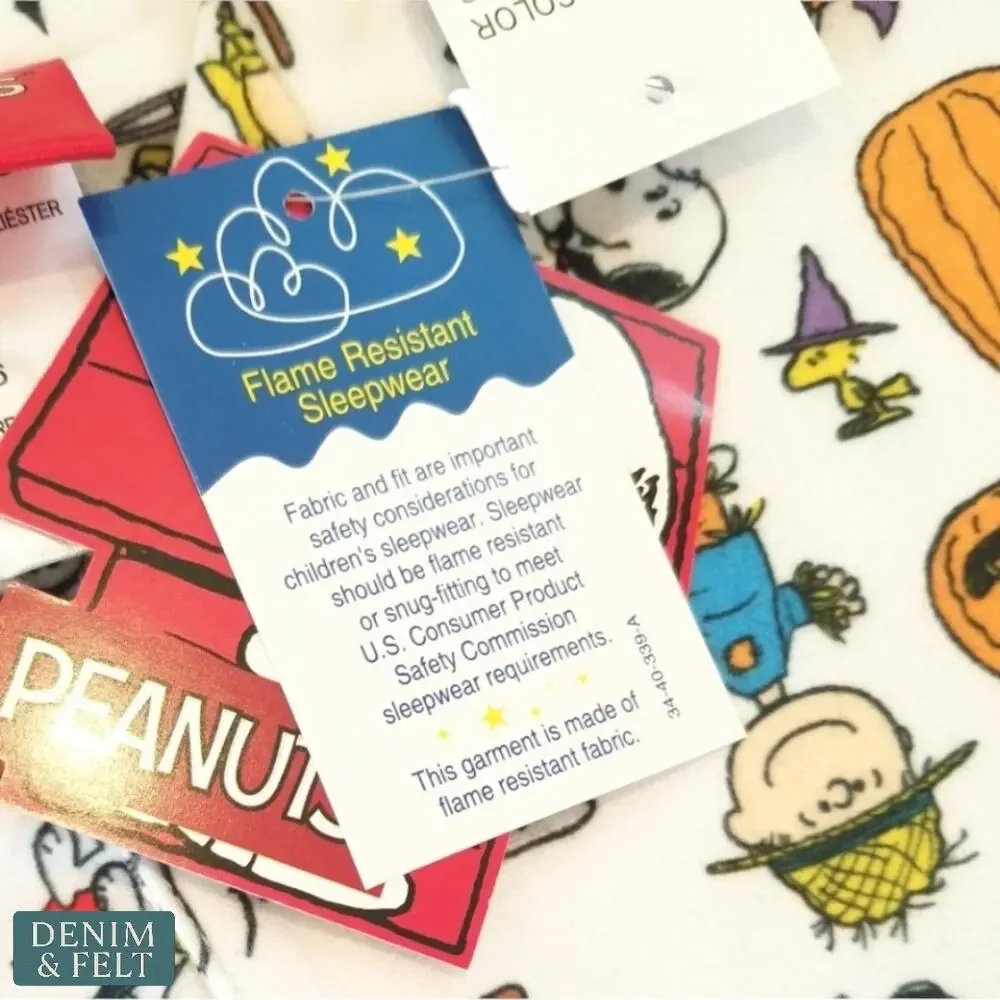 NEW Peanuts Snoopy Halloween Button Up Pajama Set Kids 4T Trick Or Treat Print‎